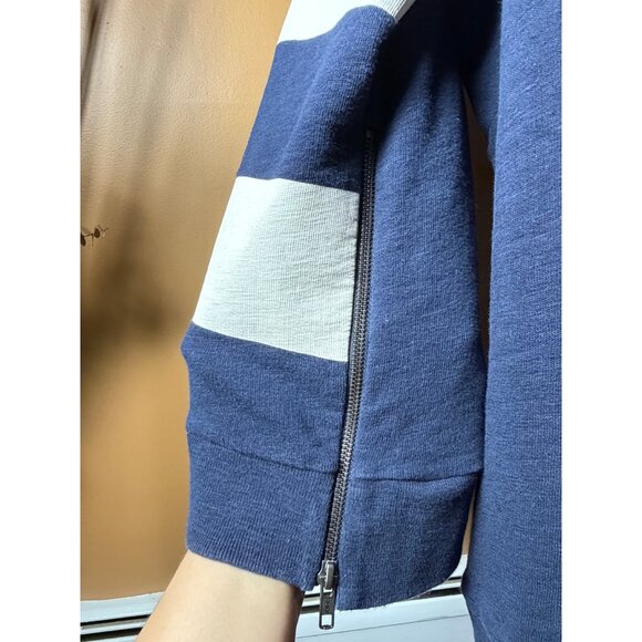 J.Crew Navy & White Nautical Striped Sweater Preppy W Side Zippers Long Sleeve L - Picture 8 of 15